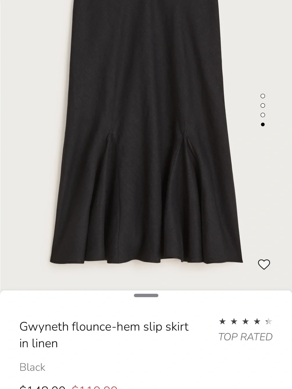 J. Crew Black A-Line Gwyneth Flounce-Hem Linen Skirt